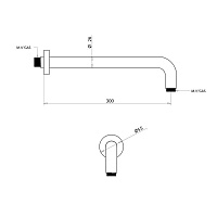 Bongio Держатель верхнего душа 30 см, цвет хром 802CR30PR