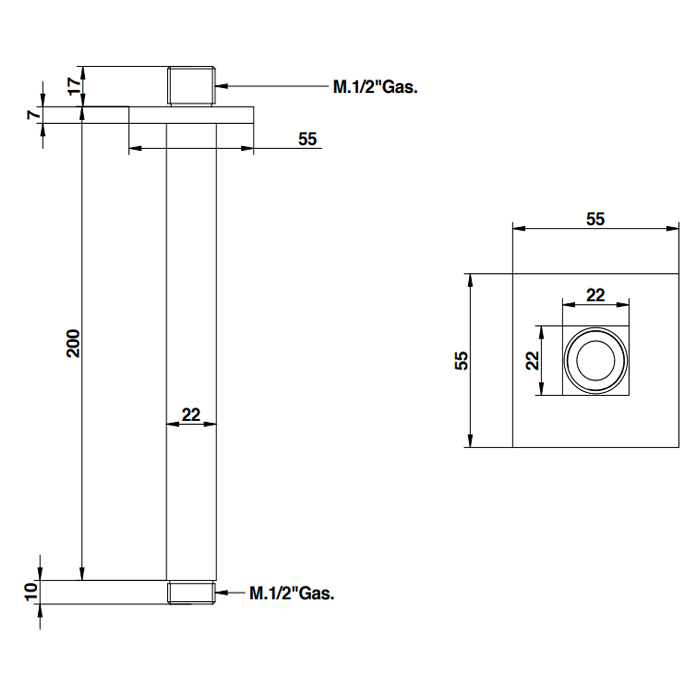 Bongio Держатель для верхнего душа 20 см, цвет хром 00801CR20PR