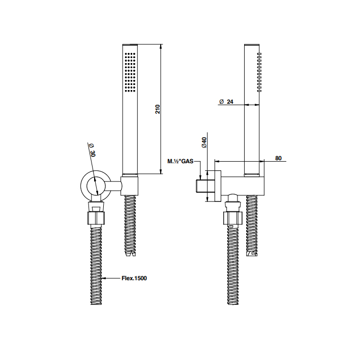 Bongio Ручной душ с гибким шлангом 150 см, цвет хром 00830CR00