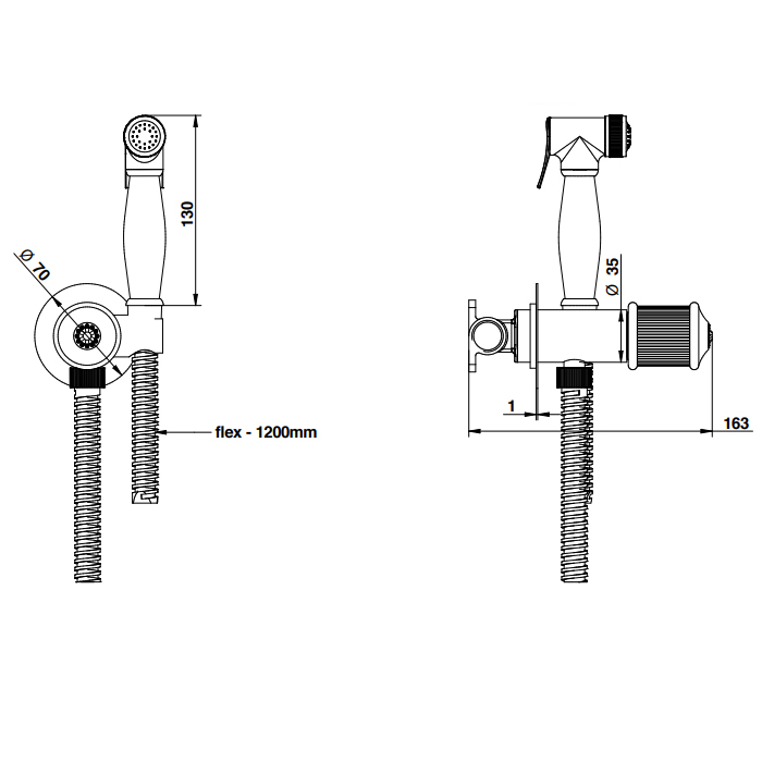 Bongio Смеситель прогрессивный, с гигиенич. душем, держателем, цвет хром 06916CR00