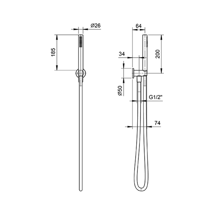 Fantini Fontane Bianche Душевой гарнитур: ручной душ, шланг 150 см, вывод, цвет: Matt Gun Metal PVD 47 P5 8093