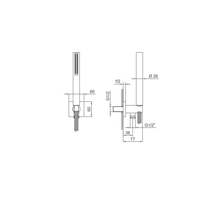 Fantini Milano Душевой гарнитур: ручная лейка SUN, шланг 150 см, вывод, цвет: Matt Gun Metal PVD 86 P5 8052