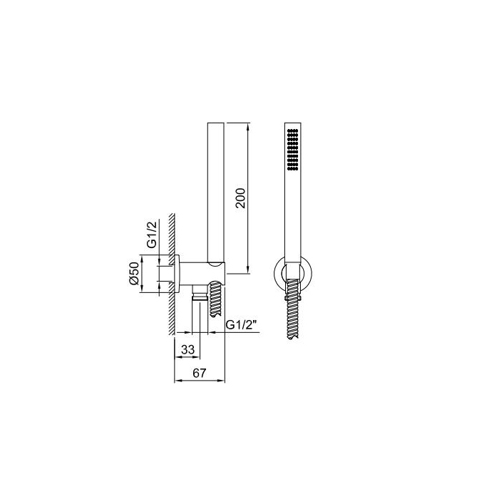 Fantini Venezia Душевой гарнитур: ручная лейка FIT, шланг 150 см, цвет: Matt Gun Metal PVD 29 P5 5944