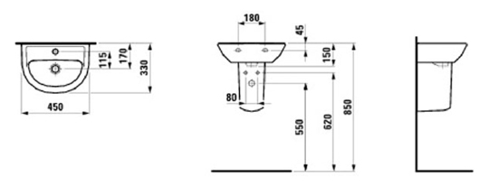 Laufen Pro Раковина подвесная 45x33, с переливом, цвет: белый 8.1595.2.000.104.1