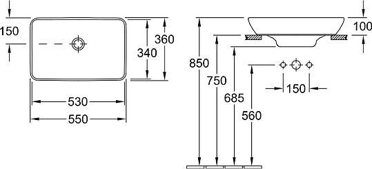 Villeroy & Boch Venticello Раковина 55x36x16,5h см, цвет: alpin 411355R1