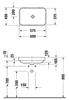 Duravit Happy D.2 Plus Раковина встраиваемая сверху 60x40 см, без перелива, цвет: белый 2359600000