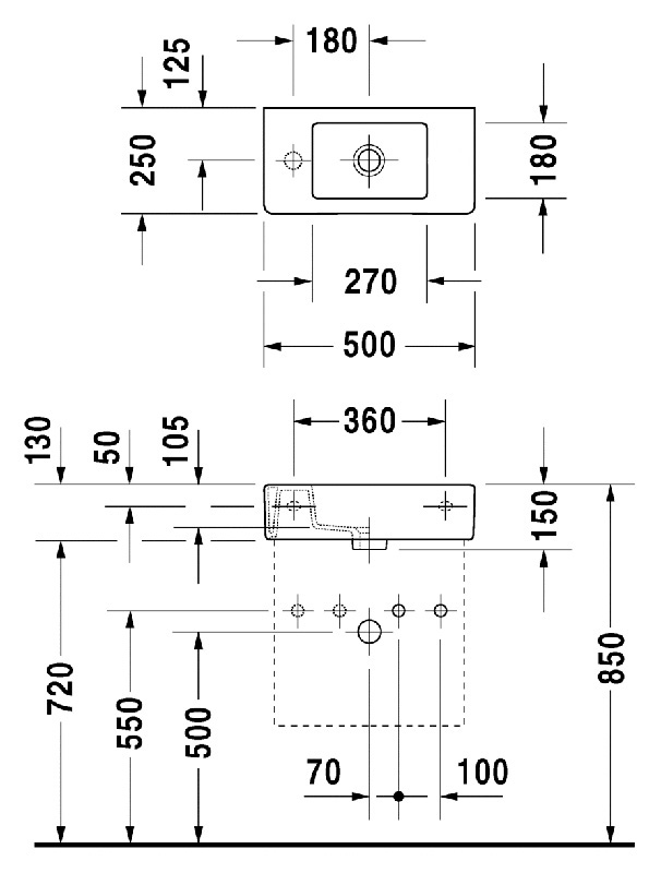 Раковина Duravit Vero  L 50 см 0703500009