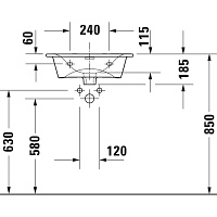 Duravit Viu Раковина накладная 53x43x18,5h см, с переливом, цвет: белый 2344530000