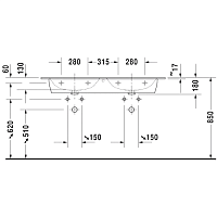Duravit Me by Starck Раковина накладная 130x49x18h см, с переливом, цвет: белый 2336130000