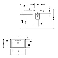 Duravit Starck 3 Раковина подвесная 70x49 см, с переливом, без донного клапана, цвет: белый 0304700000