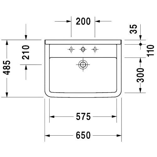 Duravit Starck 3 Раковина подвесная 65x48,5 см, с переливом, без донного клапана, цвет: белый 0300650000