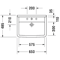 Duravit Starck 3 Раковина подвесная 65x48,5 см, с переливом, без донного клапана, цвет: белый 0300650000