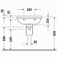 Duravit Starck 3 Раковина подвесная 65x48,5 см, с переливом, без донного клапана, цвет: белый 0300650000
