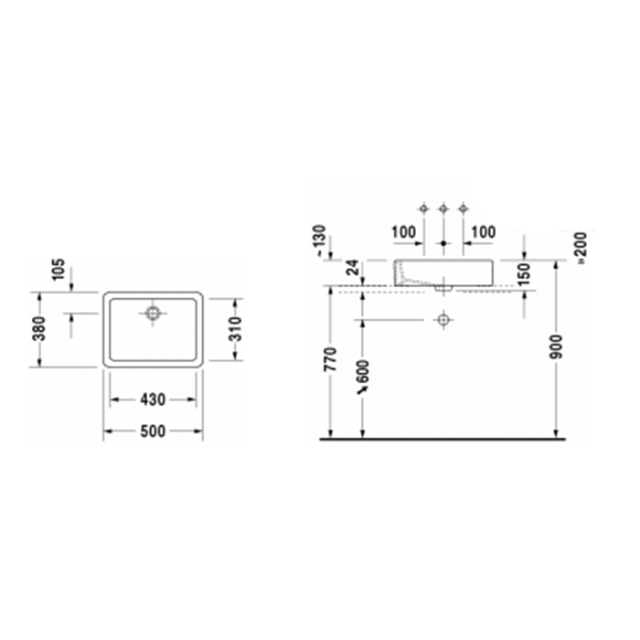 Duravit Vero Раковина, шлифованный вариант, 50x38 cм, цвет белый 0455500000