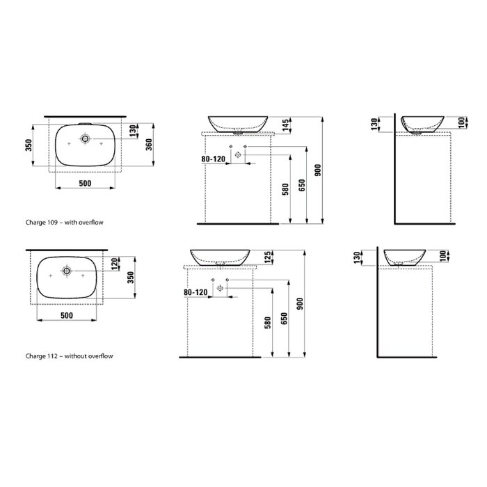 Laufen Ino Раковина-чаша 50х35хh13 см, с покр. LLC, цвет белый 8.1230.2.400.109.1