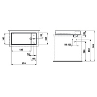 Laufen Kartell Раковина-чаша 75х35хh12 cм, с 1 отв., с покр. LLC, цвет белый 8.1233.2.400.111.1