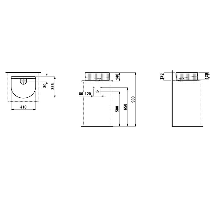 Laufen Sonar Раковина 41x36,5хh13 см, без отв., с текстурой, цвет белый матовый 8.1234.3.757.112.1