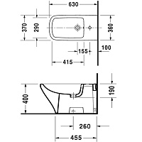 Duravit DuraStyle Биде напольное приставное 63х37cм, с креплением, цвет белый 2283100000