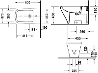 Duravit DuraStyle Биде напольное 37x63 см, с 1 отверстием под смеситель и переливом, цвет: белый 22831000001