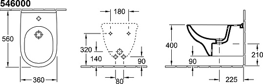 Villeroy & Boch O'Novo Биде подвесное, цвет alpin 54600001