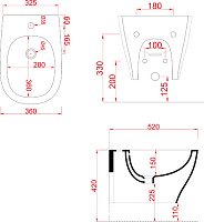 ArtCeram Ten Биде подвесное 36x52 см, 1 отверстие, с переливом, с креплениями, цвет: glossy white TEB004 01 00