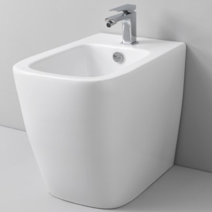ArtCeram A16 Биде напольное 36x52 см, 1 отверстие, с переливом, с креплениями, цвет: glossy white ASB002 01 00