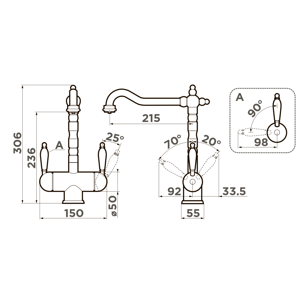 Omoikiri Amagasaki-GB Смеситель для кухни с возможностью подключить фильтр, цвет: графит 4994362