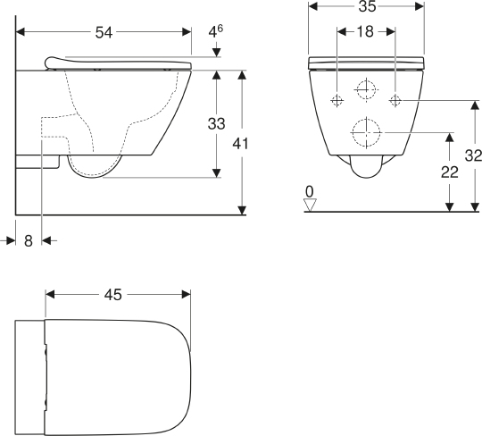 Geberit Smyle Square Унитаз подвесной безободковый с сиденьем Soft-close, цвет : белый 500.683.01.1