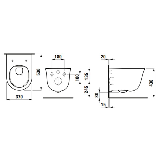 Laufen New Classic Унитаз подвесной безободковый 53х37хh43 см, цвет белый 8.2085.1.000.000.1