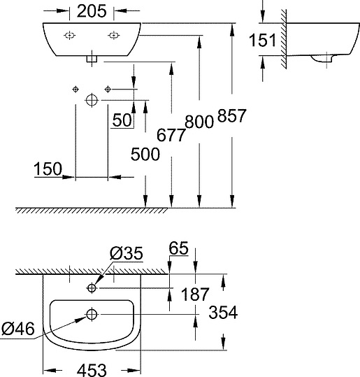 Grohe Bau Ceramic Рукомойник, с переливом, цвет: белый 39424000