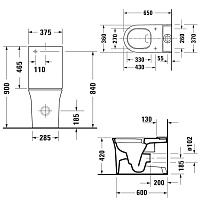 Duravit White Tulip Чаша для унитаза моноблок, с креплением 37,5x65 см, цвет: белый 2197090000