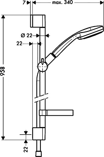 Hansgrohe Croma Душевой гарнитур:лейка 4 режима Vario,мыльница,штанга 96 см,шланг 160 см, цвет: хром 27771000