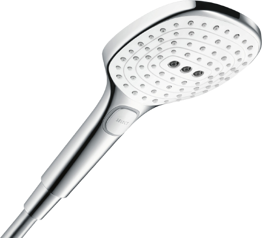 Hansgrohe Raindance Select E Душевая стойка:термостат,верхний душ 3 режима 32x16см, цвет: хром/белый 27127400