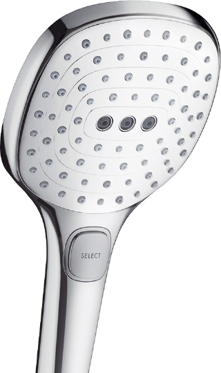 Hansgrohe Raindance Select E Душевая стойка:термостат,верхний душ 3 режима 32x16см, цвет: хром/белый 27127400