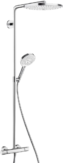 Hansgrohe Raindance Select S Душевая стойка:термостат,верхний душ 30 см,ручной душ, цвет: хром/белый 27133400