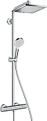 Hansgrohe Crometta E Душевая стойка: термостат, верхний душ 24x24 см, ручной душ, цвет: хром 27271000