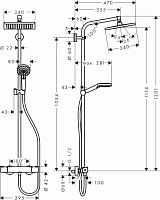 Hansgrohe Crometta E Душевая стойка: термостат, верхний душ 24x24 см, ручной душ, цвет: хром 27271000