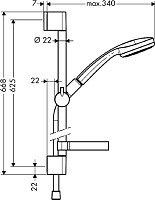 Hansgrohe Croma Душевой гарнитур: лейка 1 режим, мыльница, штанга 67 см, шланг 160 см, цвет: хром 27717000