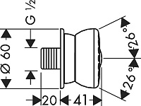 Hansgrohe Bodyvette Душевая форсунка бокового душа Stop 6 см, 1 вид струи, цвет: хром 28467000