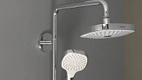 Hansgrohe Croma Select E Душевая стойка: смеситель,верхний душ 19x19 см,ручной душ, цвет: хром/белый 27258400