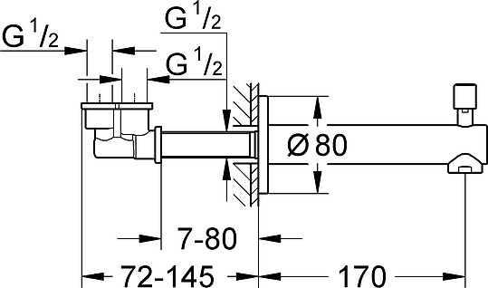 Grohe Concetto Излив для ванны с душем 8х17хh8 см, цвет: хром глянцевый 13281001
