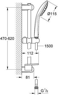 Grohe Euphoria Душевой гарнитур 20х11,2хh62 см, цвет: хром глянцевый 27242001