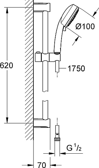 Grohe Tempesta Cosmopolitan Душевой гарнитур 20х18хh64 см, цвет: хром глянцевый 27579002