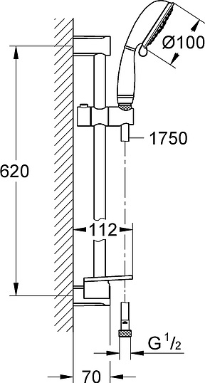 Grohe New Tempesta Rustic Душевой гарнитур 20х18хh64 см, цвет: хром глянцевый 26086001