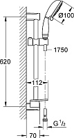 Grohe New Tempesta Rustic Душевой гарнитур 20х18хh64 см, цвет: хром глянцевый 27609001