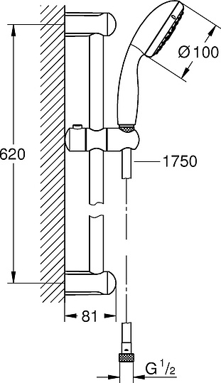 Grohe New Tempesta Душевой гарнитур 20х20хh64 см, цвет: хром 27645001