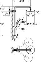 Grohe Tempesta Retro-Fit Душевая стойка: переключатель, штанга, ручной и верхний душ, цвет: хром 26190001