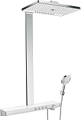 Hansgrohe Rainmaker Select Душевая стойка: термостат,верхний душ 3 режима 47x30 см, цвет: хром/белый 27106400