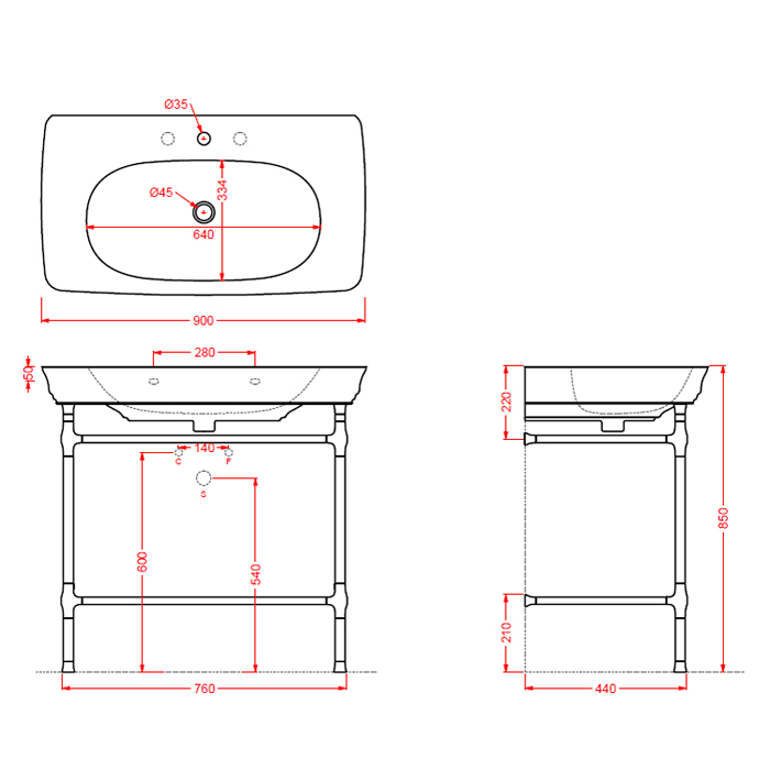 ArtCeram Civitas Консоль напольная металлическая для раковины 76x42x75h см, цвет: chrome CIA006 71