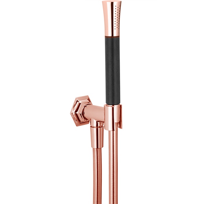 Cisal Cherie Душевой гарнитур: душевая лейка, шланг 150 см, цвет: rose gold/night black CE0030307E